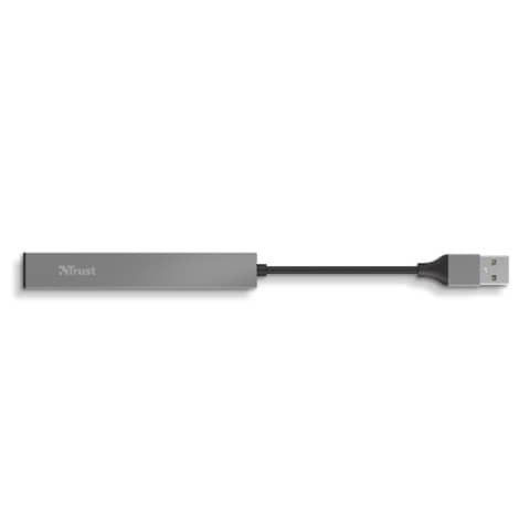 Hub Mini USB 2.0 a 4 porte in alluminio Trust grigio 23786